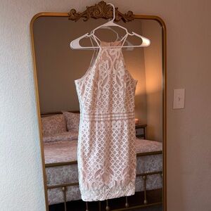 Lulu's Cream Lace Mini Dress